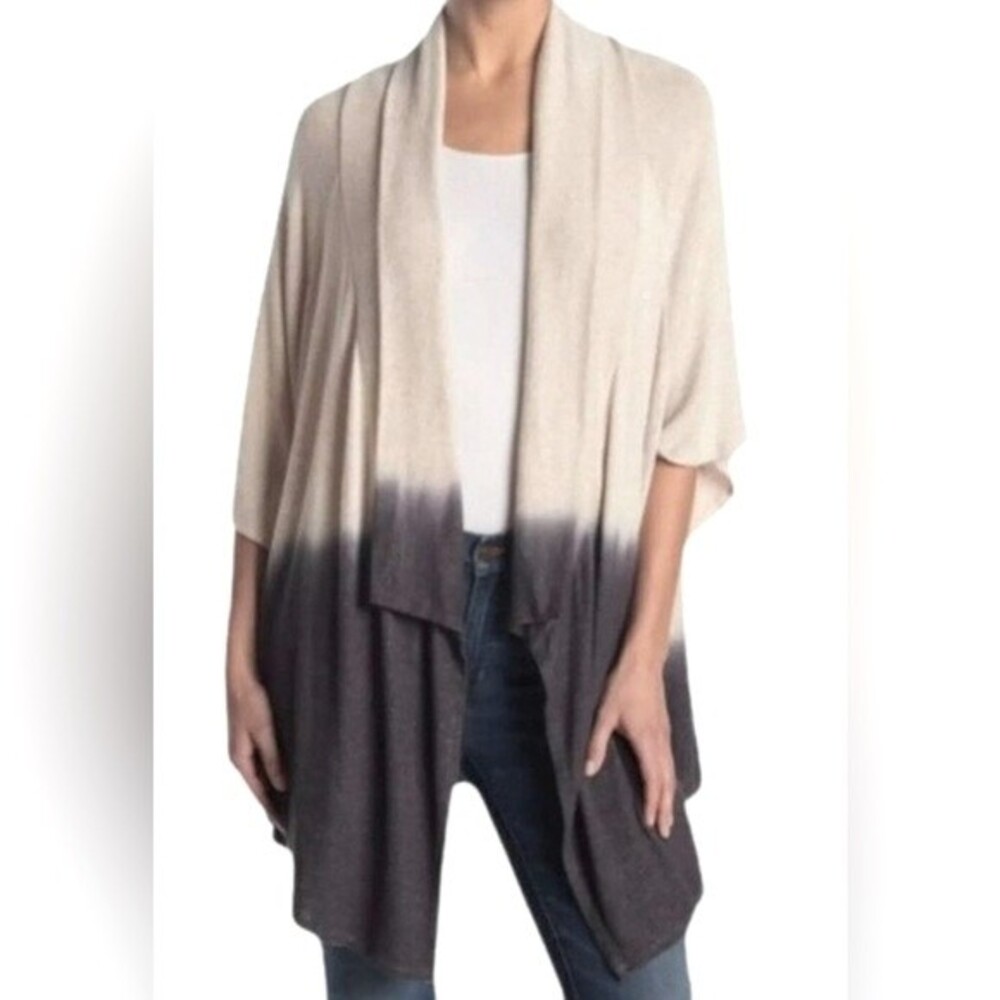 Status by Chenault BoHo Oatmeal/NavyDip Ombre Dye Cardigan Size L